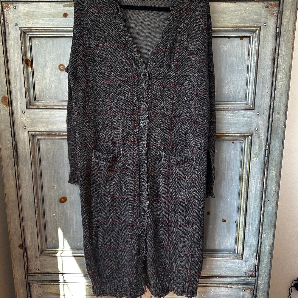 R13 Gray Distressed Long Cardigan - Picture 7 of 16